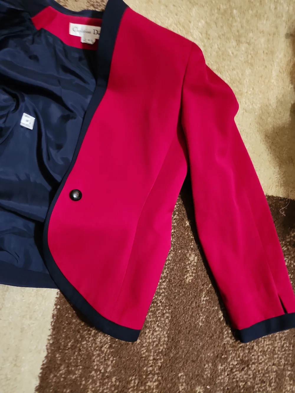 Dior Hot Pink Blazer with Navy Trim - Women's Jacket